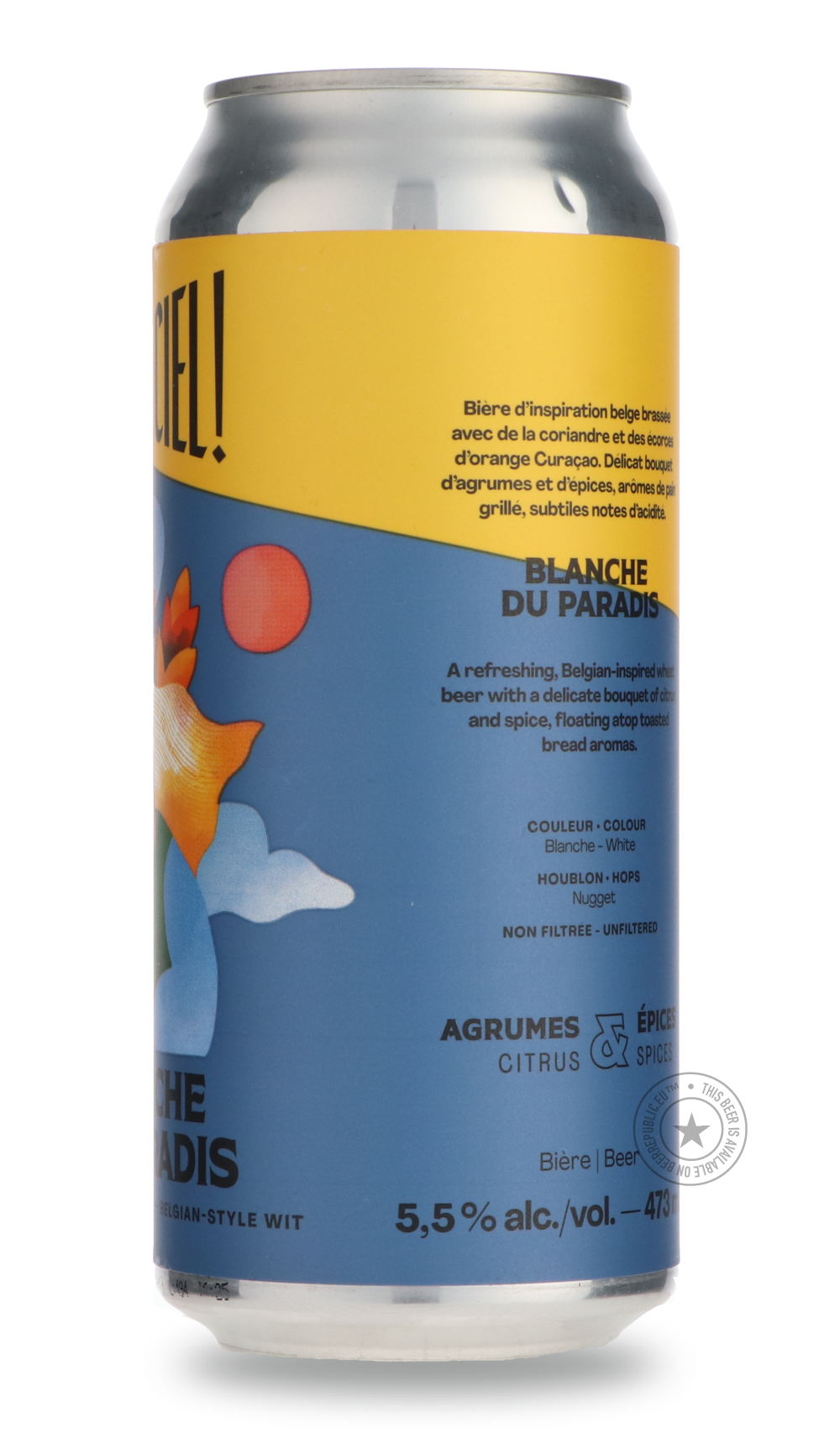 Dieu du Ciel- Blanche du Paradis-Pale- Only @ Beer Republic - The best online beer store for American & Canadian craft beer - Buy beer online from the USA and Canada - Bier online kopen - Amerikaans bier kopen - Craft beer store - Craft beer kopen - Amerikanisch bier kaufen - Bier online kaufen - Acheter biere online - IPA - Stout - Porter - New England IPA - Hazy IPA - Imperial Stout - Barrel Aged - Barrel Aged Imperial Stout - Brown - Dark beer - Blond - Blonde - Pilsner - Lager - Wheat - Weizen - Amber -