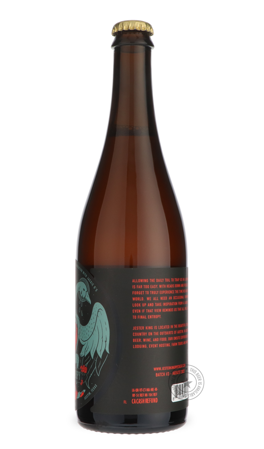 -Jester King- Final Entropy Batch #3 / Jackie O's-Sour / Wild & Fruity- Only @ Beer Republic - The best online beer store for American & Canadian craft beer - Buy beer online from the USA and Canada - Bier online kopen - Amerikaans bier kopen - Craft beer store - Craft beer kopen - Amerikanisch bier kaufen - Bier online kaufen - Acheter biere online - IPA - Stout - Porter - New England IPA - Hazy IPA - Imperial Stout - Barrel Aged - Barrel Aged Imperial Stout - Brown - Dark beer - Blond - Blonde - Pilsner -