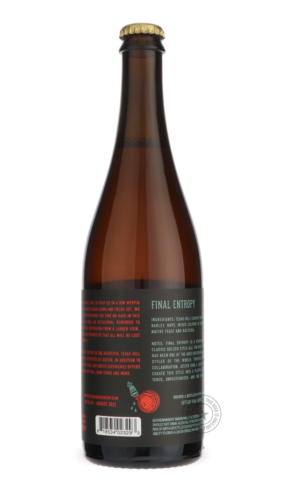 -Jester King- Final Entropy Batch #3 / Jackie O's-Sour / Wild & Fruity- Only @ Beer Republic - The best online beer store for American & Canadian craft beer - Buy beer online from the USA and Canada - Bier online kopen - Amerikaans bier kopen - Craft beer store - Craft beer kopen - Amerikanisch bier kaufen - Bier online kaufen - Acheter biere online - IPA - Stout - Porter - New England IPA - Hazy IPA - Imperial Stout - Barrel Aged - Barrel Aged Imperial Stout - Brown - Dark beer - Blond - Blonde - Pilsner -