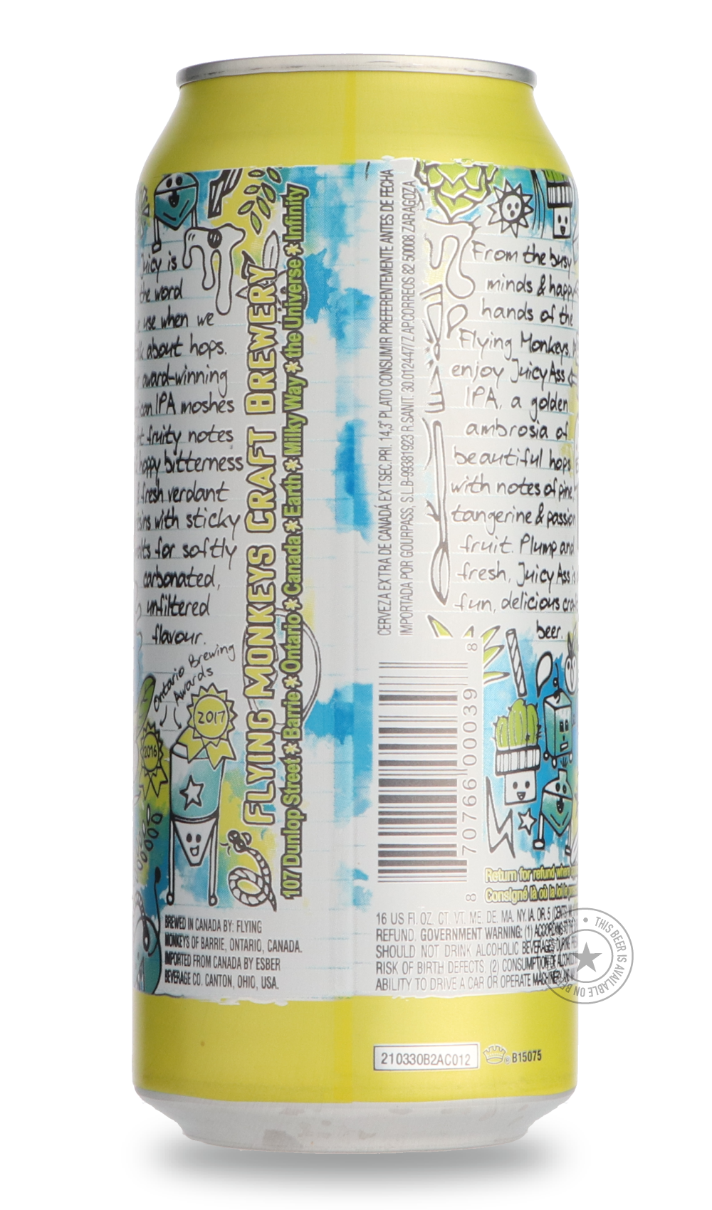 -Flying Monkeys- Juicy Ass-IPA- Only @ Beer Republic - The best online beer store for American & Canadian craft beer - Buy beer online from the USA and Canada - Bier online kopen - Amerikaans bier kopen - Craft beer store - Craft beer kopen - Amerikanisch bier kaufen - Bier online kaufen - Acheter biere online - IPA - Stout - Porter - New England IPA - Hazy IPA - Imperial Stout - Barrel Aged - Barrel Aged Imperial Stout - Brown - Dark beer - Blond - Blonde - Pilsner - Lager - Wheat - Weizen - Amber - Barley