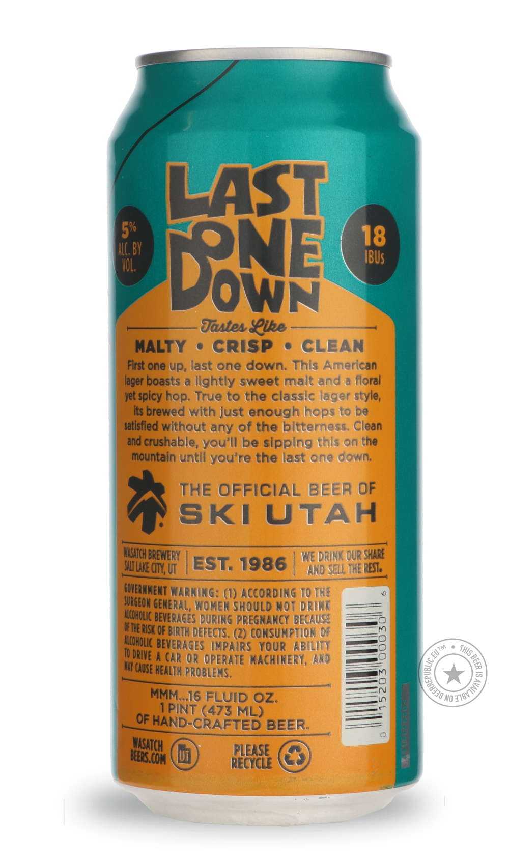 -Wasatch- Last One Down-Pale- Only @ Beer Republic - The best online beer store for American & Canadian craft beer - Buy beer online from the USA and Canada - Bier online kopen - Amerikaans bier kopen - Craft beer store - Craft beer kopen - Amerikanisch bier kaufen - Bier online kaufen - Acheter biere online - IPA - Stout - Porter - New England IPA - Hazy IPA - Imperial Stout - Barrel Aged - Barrel Aged Imperial Stout - Brown - Dark beer - Blond - Blonde - Pilsner - Lager - Wheat - Weizen - Amber - Barley W