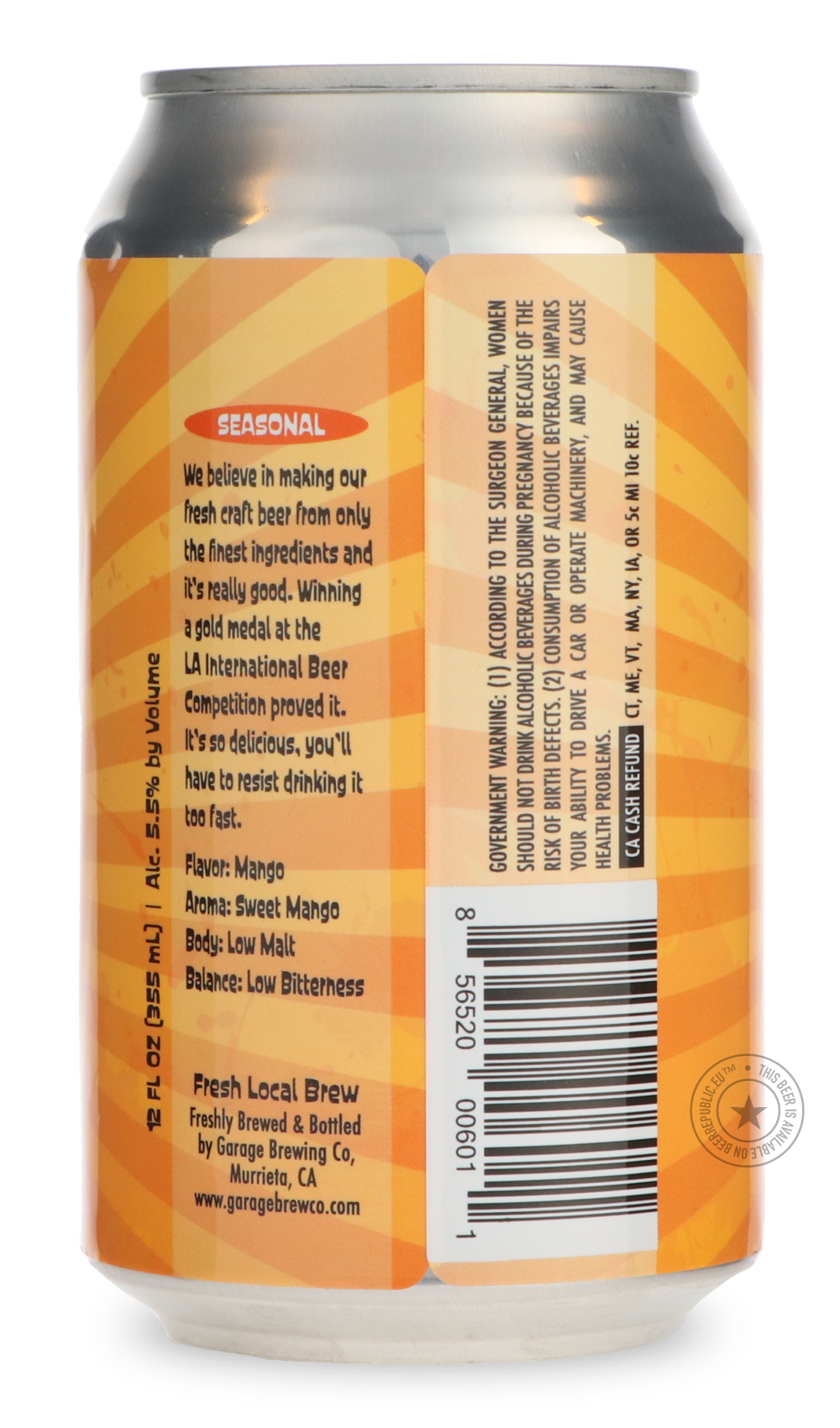 -Garage- Mango Hefeweizen-Pale- Only @ Beer Republic - The best online beer store for American & Canadian craft beer - Buy beer online from the USA and Canada - Bier online kopen - Amerikaans bier kopen - Craft beer store - Craft beer kopen - Amerikanisch bier kaufen - Bier online kaufen - Acheter biere online - IPA - Stout - Porter - New England IPA - Hazy IPA - Imperial Stout - Barrel Aged - Barrel Aged Imperial Stout - Brown - Dark beer - Blond - Blonde - Pilsner - Lager - Wheat - Weizen - Amber - Barley