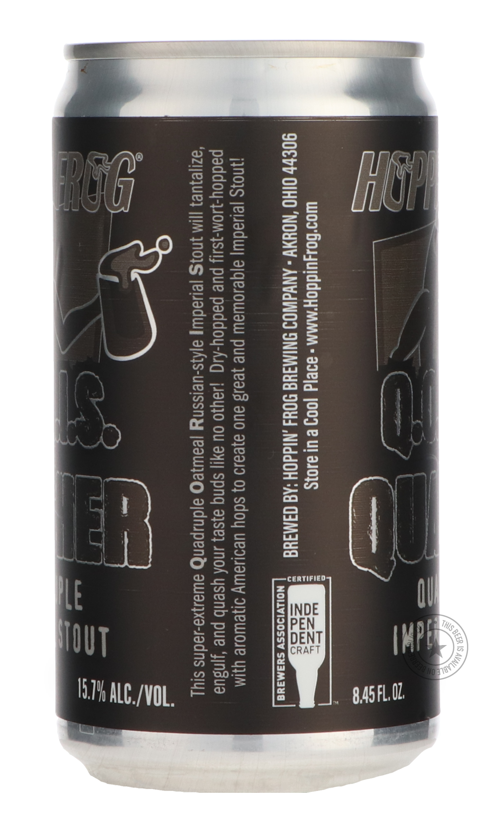 Hoppin' Frog- Q.O.R.I.S The Quasher-Stout & Porter- Only @ Beer Republic - The best online beer store for American & Canadian craft beer - Buy beer online from the USA and Canada - Bier online kopen - Amerikaans bier kopen - Craft beer store - Craft beer kopen - Amerikanisch bier kaufen - Bier online kaufen - Acheter biere online - IPA - Stout - Porter - New England IPA - Hazy IPA - Imperial Stout - Barrel Aged - Barrel Aged Imperial Stout - Brown - Dark beer - Blond - Blonde - Pilsner - Lager - Wheat - Wei