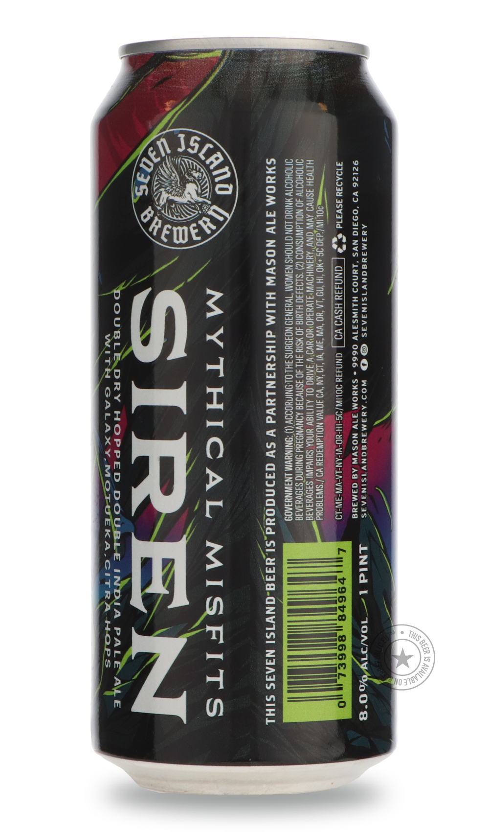 -Mason Ale Works- Siren / Seven Island-IPA- Only @ Beer Republic - The best online beer store for American & Canadian craft beer - Buy beer online from the USA and Canada - Bier online kopen - Amerikaans bier kopen - Craft beer store - Craft beer kopen - Amerikanisch bier kaufen - Bier online kaufen - Acheter biere online - IPA - Stout - Porter - New England IPA - Hazy IPA - Imperial Stout - Barrel Aged - Barrel Aged Imperial Stout - Brown - Dark beer - Blond - Blonde - Pilsner - Lager - Wheat - Weizen - Am